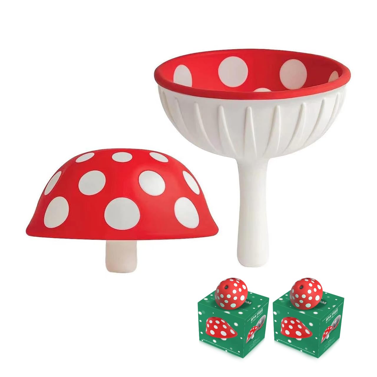 Mushroom Funnel for Kitchen，Cute Foldable Silicone Mini Funnel for Filling Small Bottles，Fun Gadgets, Chemistry Gifts 2pcs