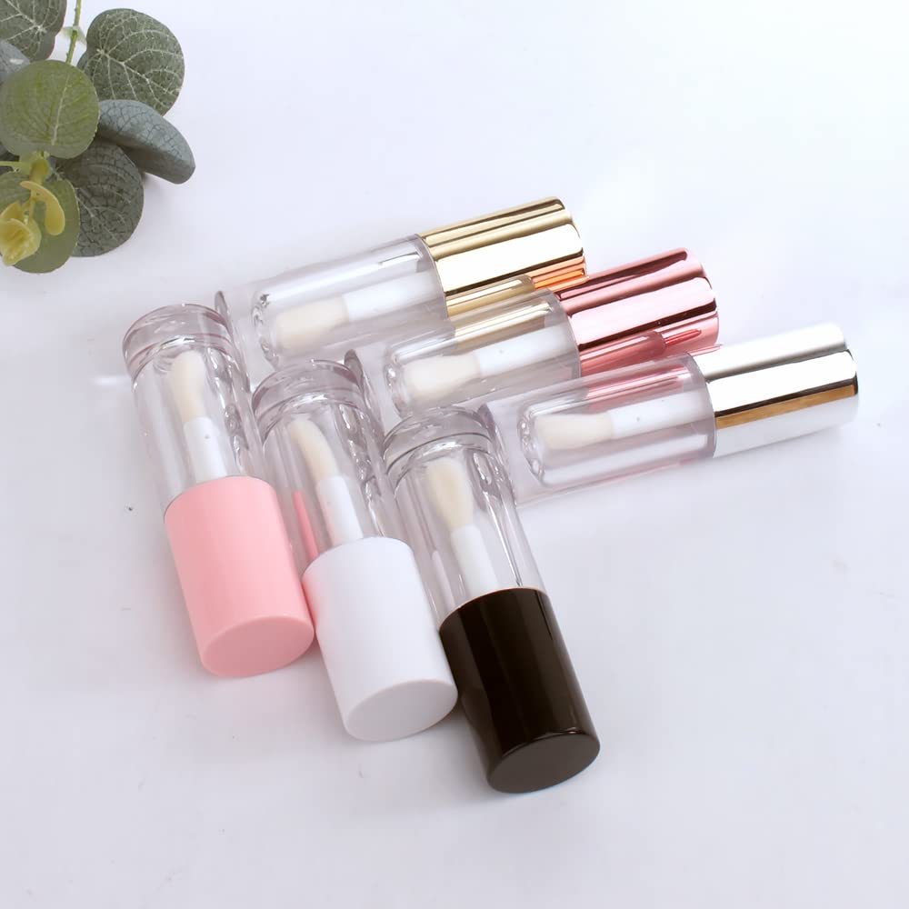 COSIDEA 14pcs Empty 6ml big doe foot wand Chunky lip gloss tubes for DIY lipgloss,Pink round lipgloss containers tubes with thick wand (Gold)