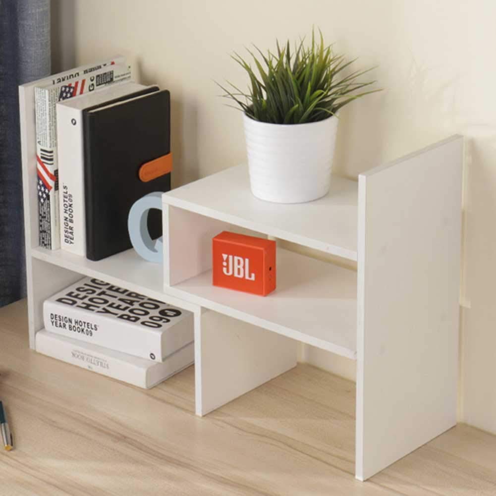 Sorfity Expandable Wood Desktop Bookshelf Desktop Organizer Office Storage Rack Wood Display Shelf - Free Style Display True Natural Stand Shelf Rack Assemble