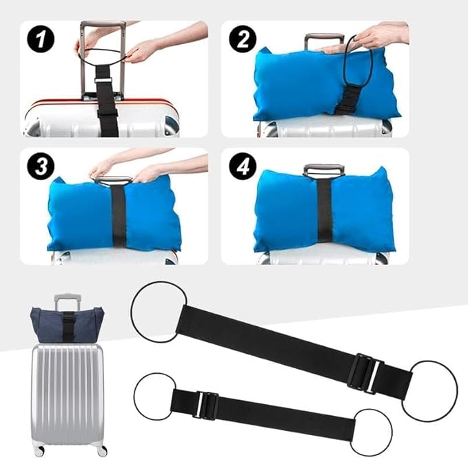 Multi Use Strong Adjustable Luggage Connector Straps, Luggage Straps for Suitcases, Elastic Rope,Adjustable Buckle, Waterproof and Wear-Resistant, Packing Tips for Travel (1set)
