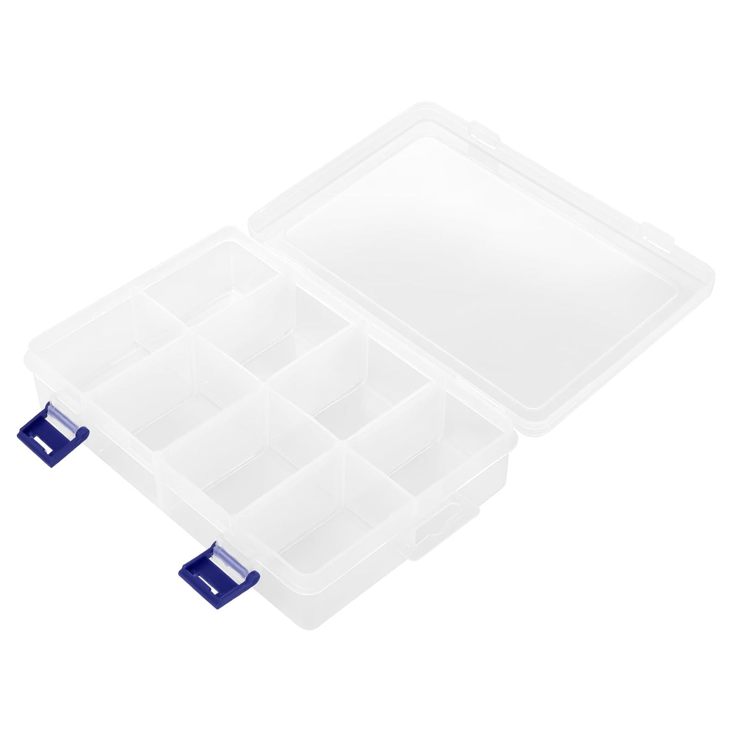 HEIHAK 12 PCS 8 Grids Plastic Compartment Organizer Box,Clear Jewelry Storage Box Container with Adjustable Dividers for Jewelry, Beads, Fishing Hooks, Buttons
