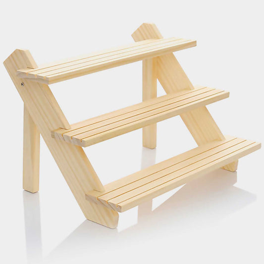 LUBANHAND 3 Steps Display Riser, Earring Display Stands, Showcase Cascading Merchandise Organizer Tray Vendor Display Supplies for Tabletop Shows Solid Wood…