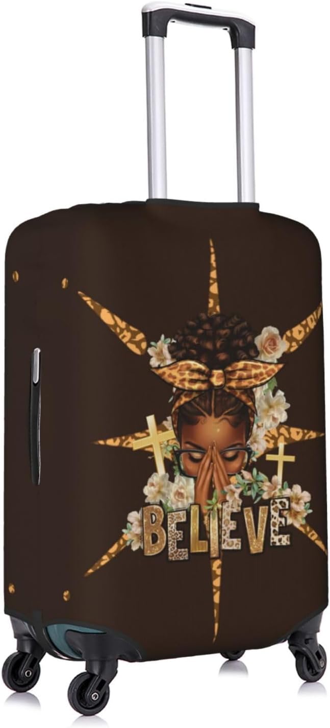 Travel Suitcase Protector African American Girl Elastic Protective Washable Luggage Cover With Concealed Zipper Suitable For 18-32 Inch(XL (for 29-32 inch luggage))