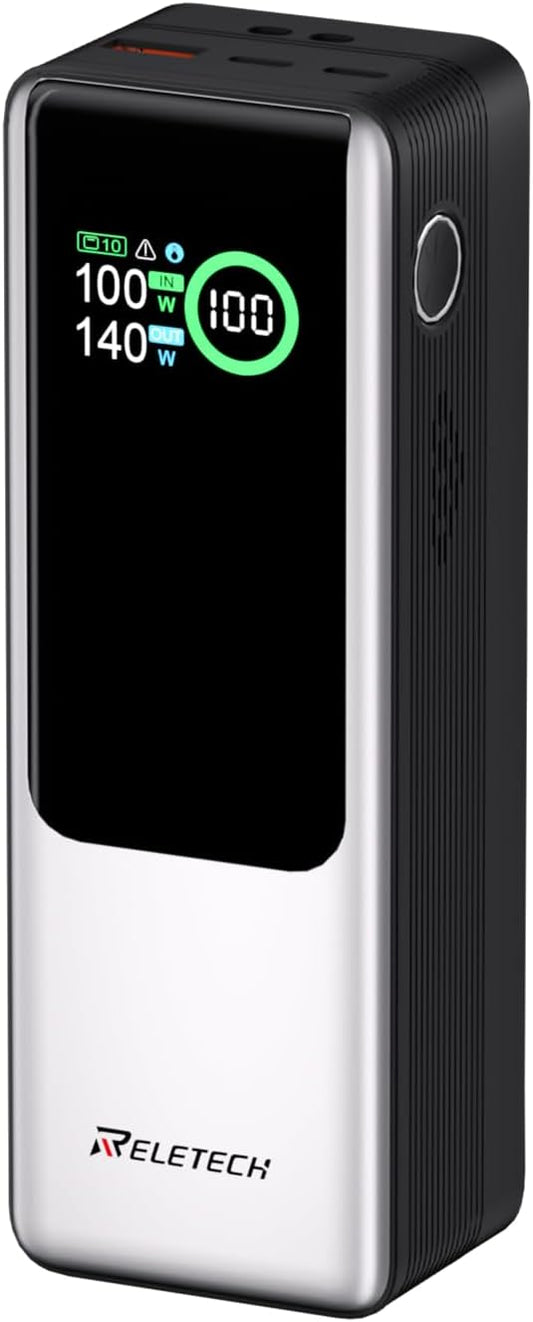 140W Portable Fast Charger 25000mAh with LG 21700 Battery, 3-Port Laptop Fast Power Bank Smart Display for Travel, Compatible with MacBook Pro, iPhone 17/16, ipad.（G-ZeroFear）