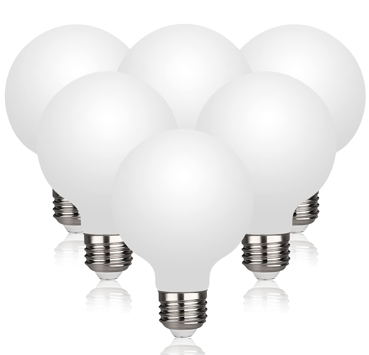 MEILUX G25 LED Globe Light Bulbs, Dimmable 5W (40 Watt Equivalent) LED Round Bathroom Bulbs, Warm White 2700K, 500LM, E26 Base, CRI90+ Milky Glass Bulbs for Vanity Makeup Mirror Bedroom, 6 Pack