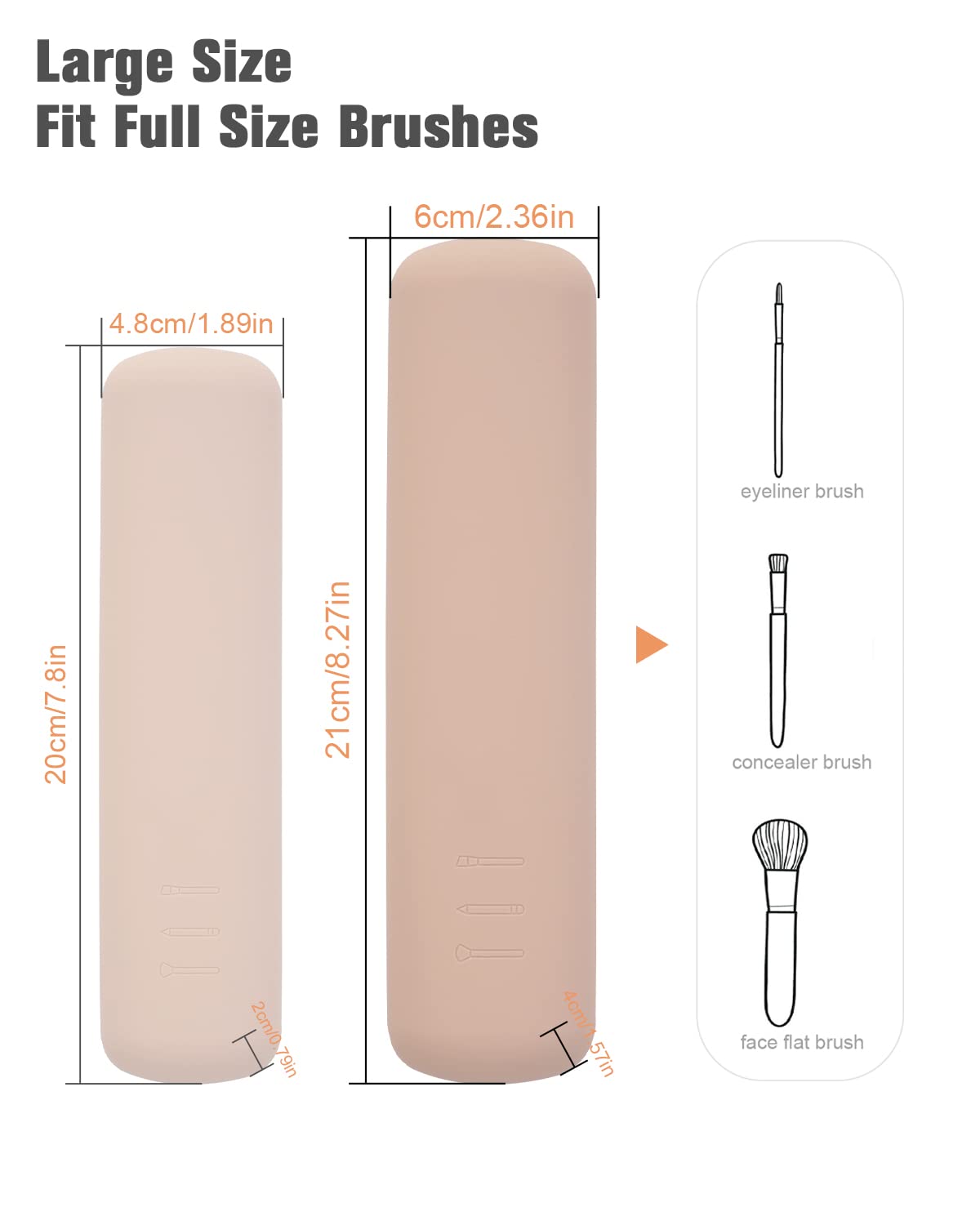 FERYES Large Travel Makeup Brush Holder, Magnetic Anti-fall Out Silicon Portable Cosmetic Face Brushes Holder, Soft and Sleek Makeup Tools Organizer for Travel- (8.27 * 2.36 * 1.57)