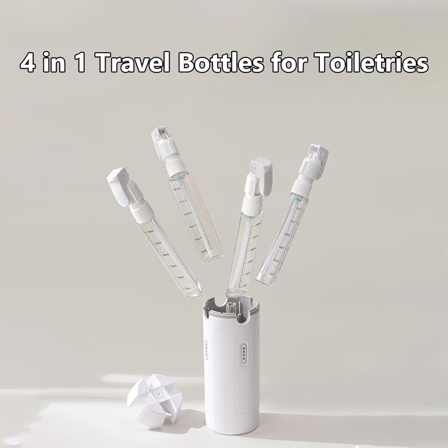 folalife 4 in 1 Travel Dispenser Set with 4 Pack 30ML Leak Proof Bottles for Toiletries, Portable Containers for Shampoo Lotion Conditioner Cream (Green)