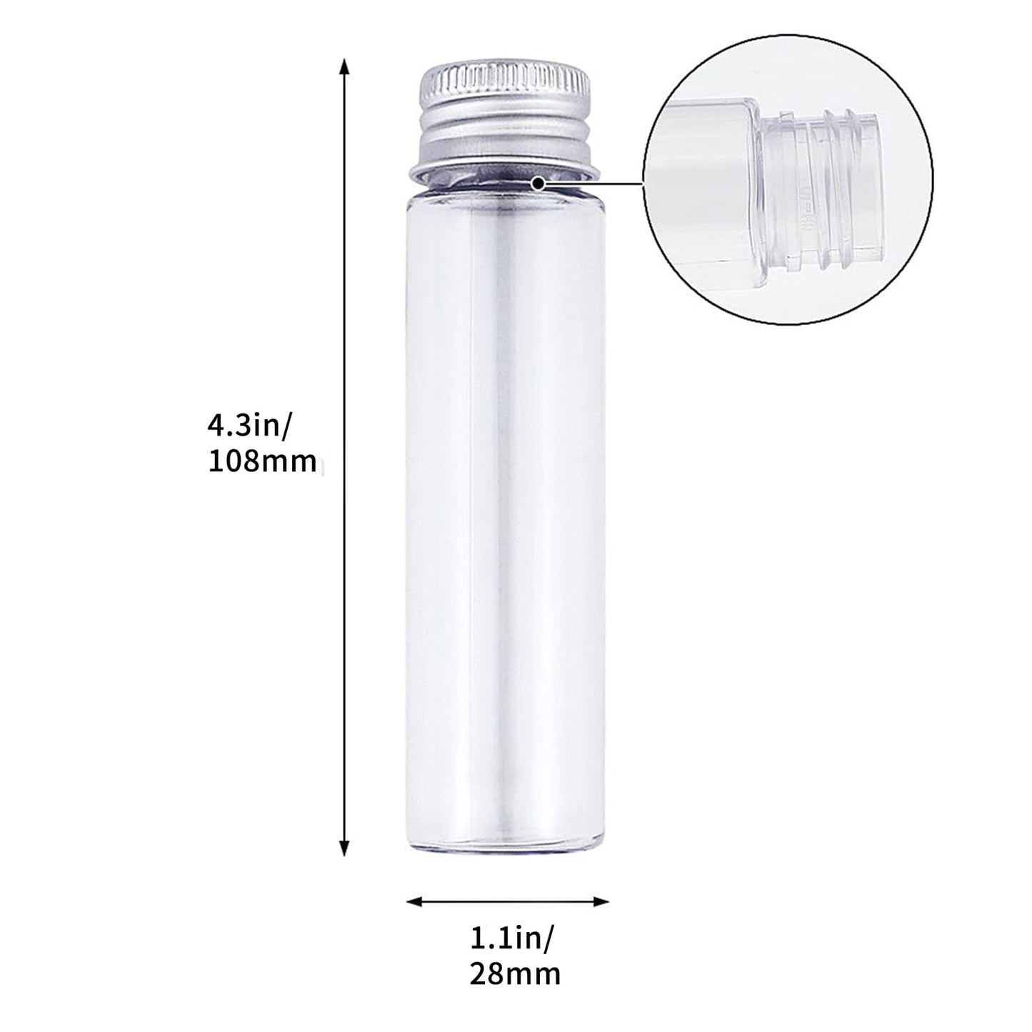 DEPEPE 30pcs 50ml Clear Plastic Tubes with Caps Test Tubes Candy Tubes, 28x108mm Tubes for Candy and Beads Storage, Scientific Experiments