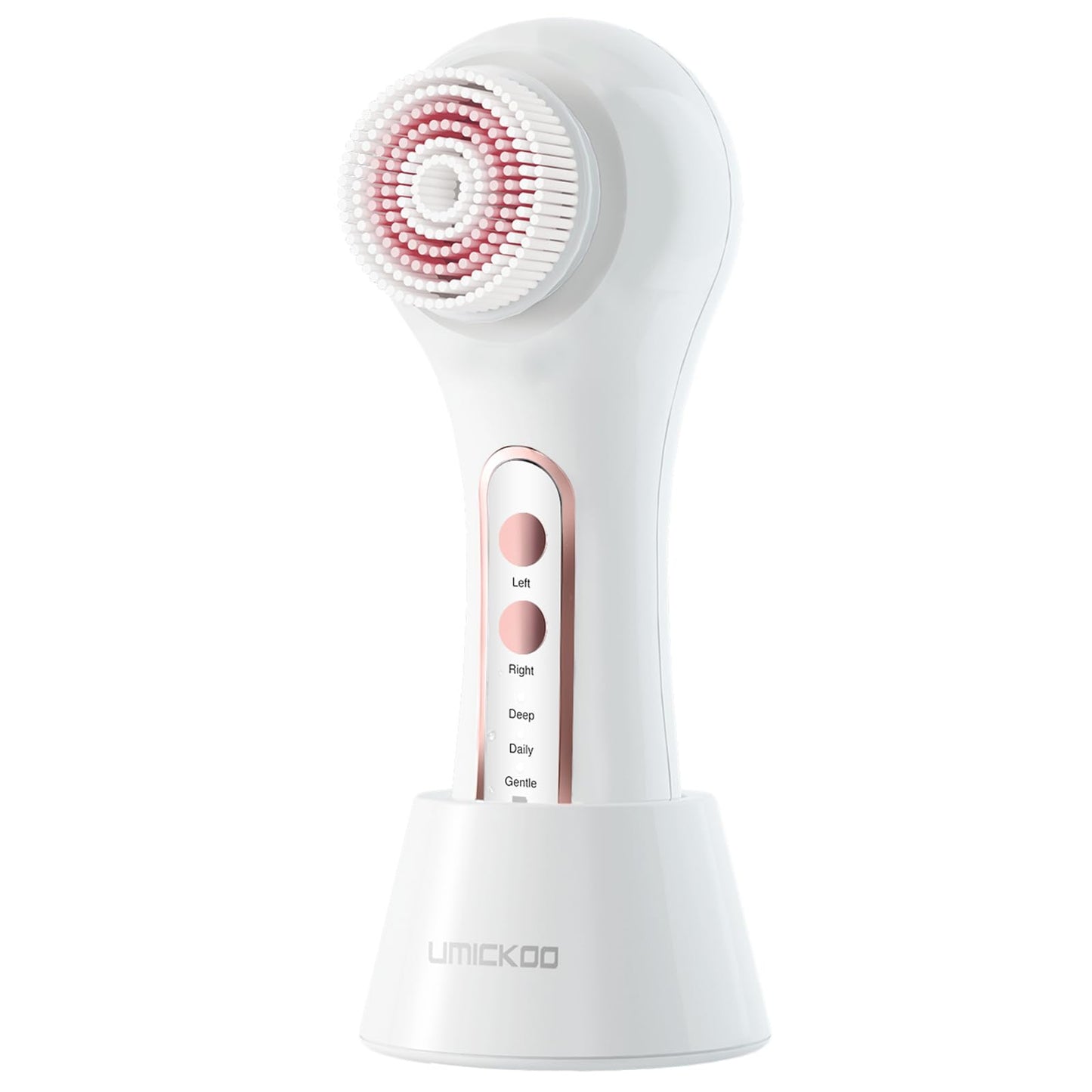 UMICKOO Electric Facial Cleansing Brush, 2-Way Rotating Face Scrubber for Daily & Deep Cleaning, 3 Modes, 5 Brush Heads, Rechargeable, IPX7 Waterproof for All Skin Types
