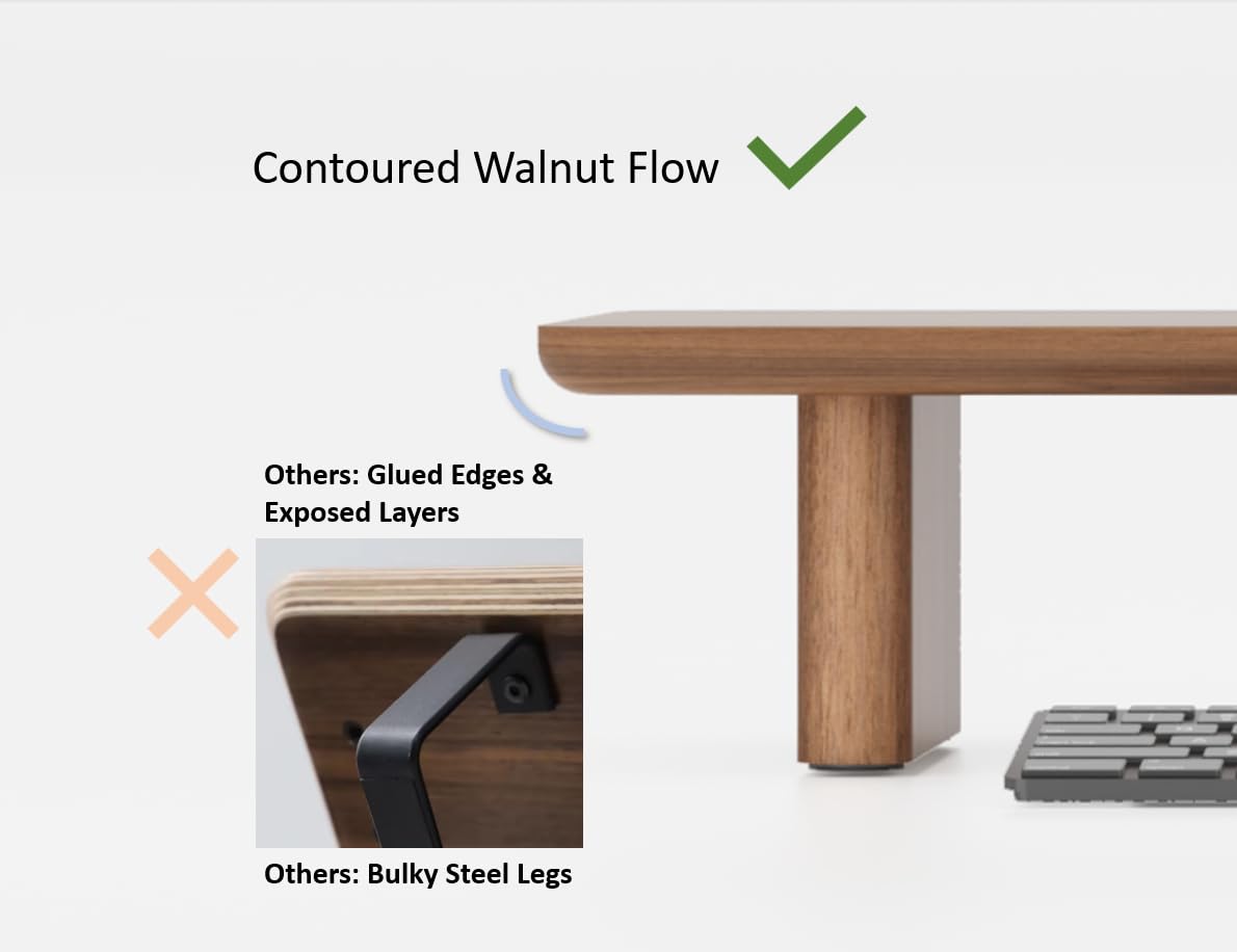 FISUA Minimalist Walnut Single Monitor Stand Riser - 31.5" Modular Desk Organizer for iMac, Laptop & Ultrawide Monitors - Natural Wood Grain