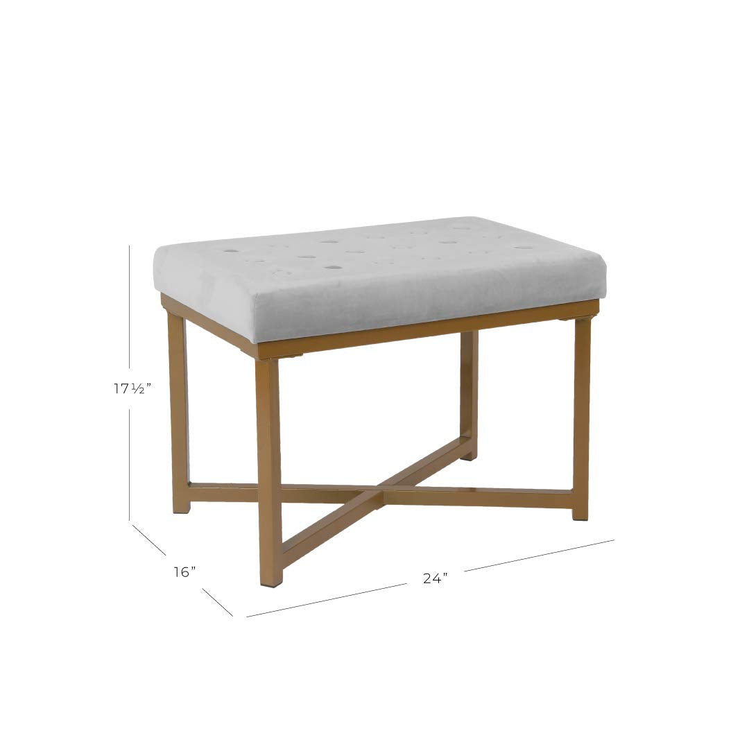 HomePop 24" Tufted Velvet Ottoman Bench - Silver