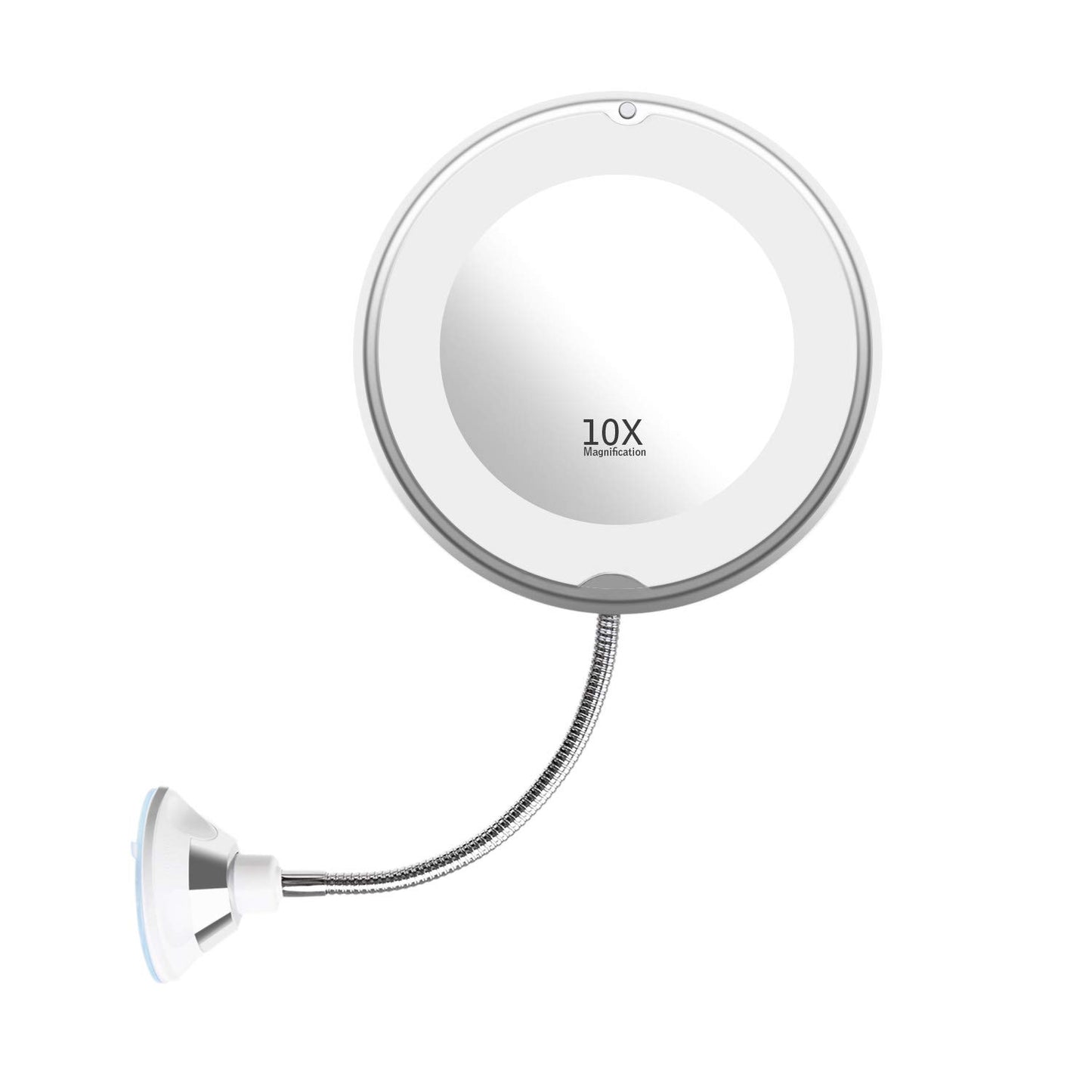 Imikoko Flexible Gooseneck LED Light Makeup Mirror, 10X Magnifying Makeup Mirror with Locking Suction Cup, Diffused Light and 360° Swivel