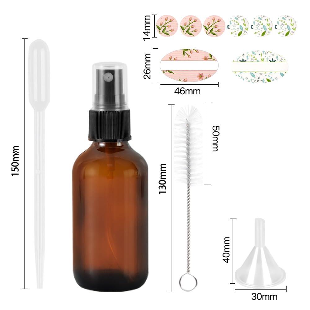 STARSIDE 16 Pack 4 oz Amber Glass Spray Bottles with Fine Mist Sprayer & Dust Cap for Essential Oils, Perfumes,Cleaning Products, 120 ml Fine Mist Glass Spray Bottle