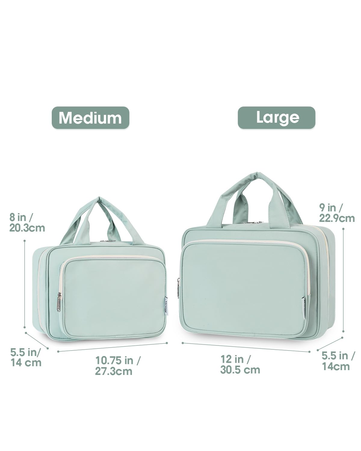 Narwey Travel Toiletry Bag for Women Large Hanging Makeup Bag Organizer Toiletries Bag for Full Size Essentials Accessories Cosmetics (Mint Green (Large))