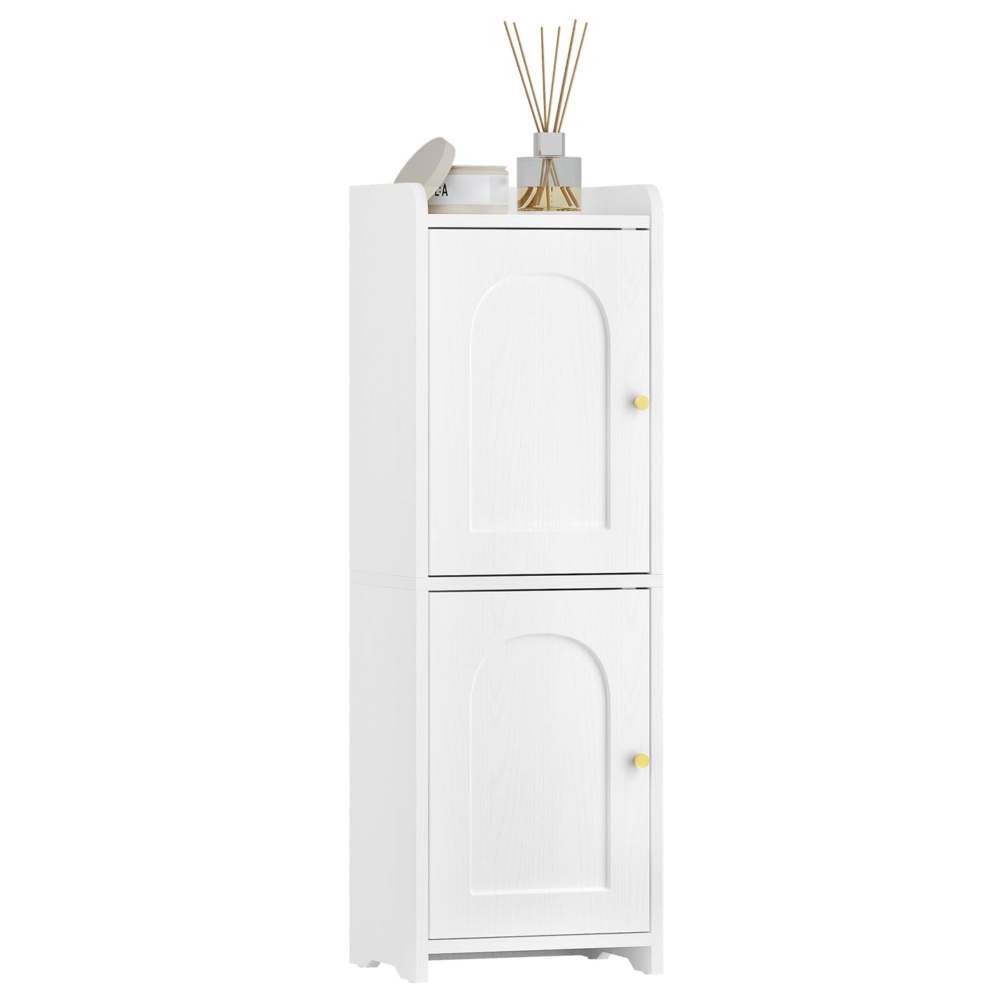 Hzuaneri Bathroom Storage Cabinet, Small Corner Floor Cabinet with 2 Doors and Adjustable Shelf, Narrow Toilet Paper Cabinets, Bathroom Organizer for Small Spaces, 7.9" D x 9.8" W x 29.5" H White