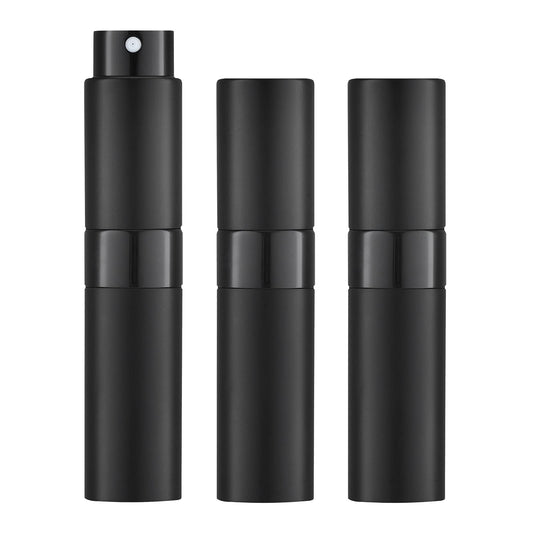 LISAPACK 8ML Atomizer Perfume Spray Bottle for Travel (3 PCS) Empty Cologne Dispenser, Portable Sprayer Travel Essentials for Men and Women (Black)