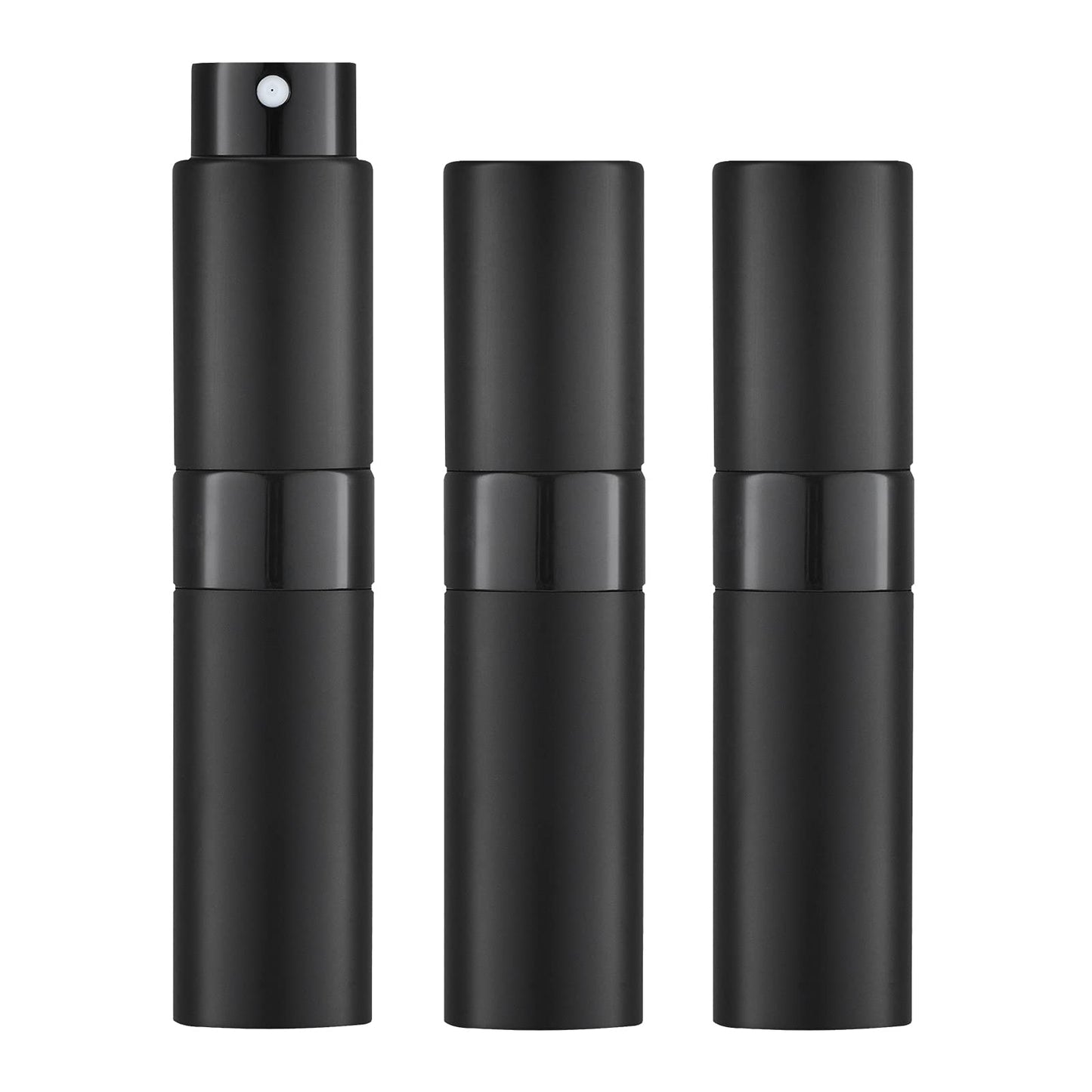 LISAPACK Black Perfume Atomizer Spray Bottle（3PCS） With A Black Perfume Atomizer Holder For Travel