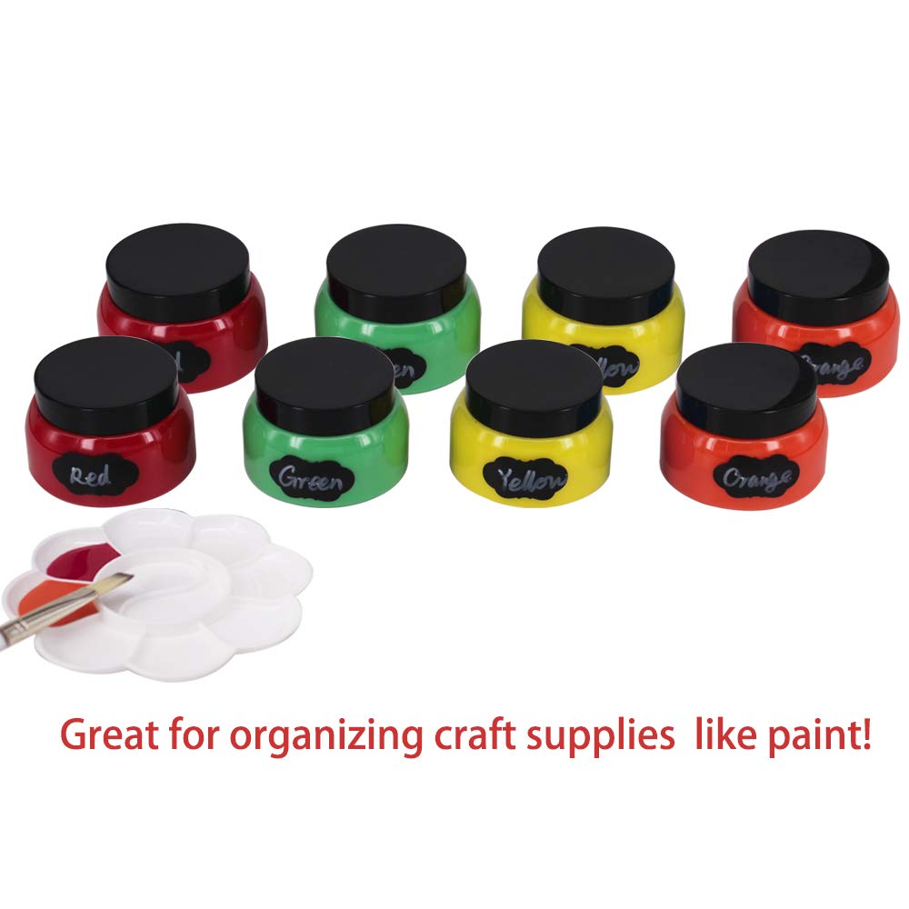 zmybcpack 12 Pack 7.7 OZ Clear Plastic Jars with Lids, A Spatula, A Pen & Labels -Refillable Round Low Profile Containers/Plastic Slime Travel Jars for Lotions, Body/Sugar Scrub, Creams