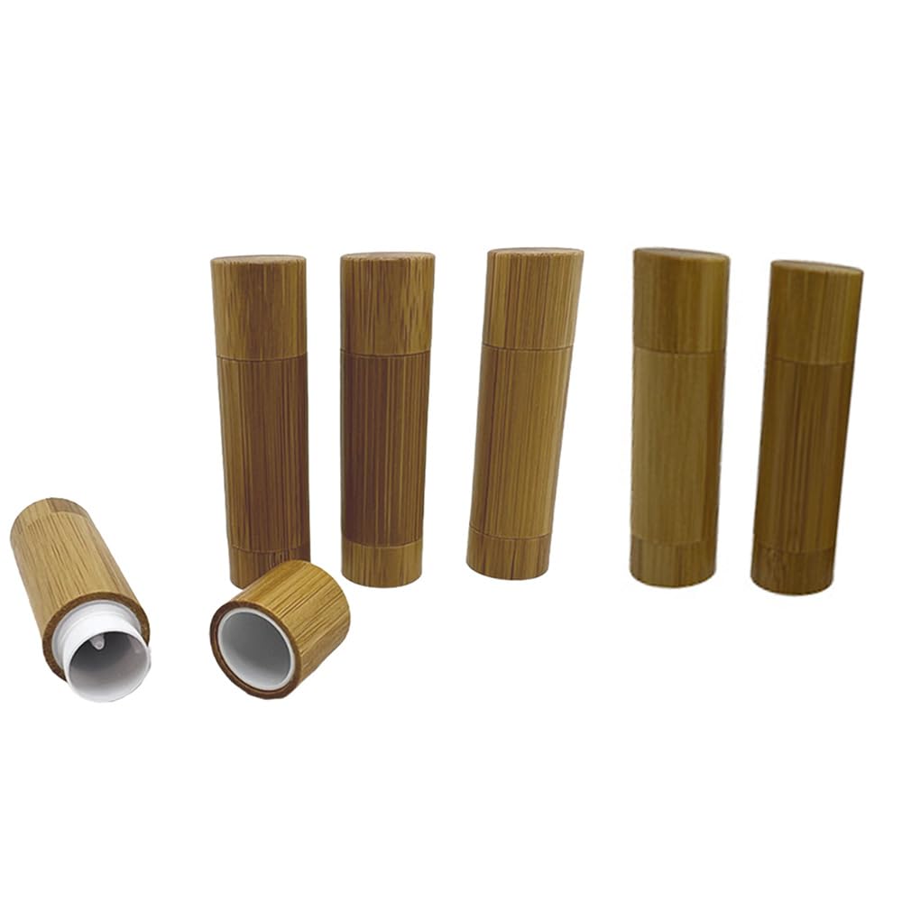 BEECO GIF2U Bamboo Empty Lip Balm Containers 5.5g 6 Pack,Refillable DIY Lip Balm Tube Containers with Clear PP Plastic Inner,Lip Gloss Tubes Chapstick Holder for DIY Cosmetic Samples Deodorant
