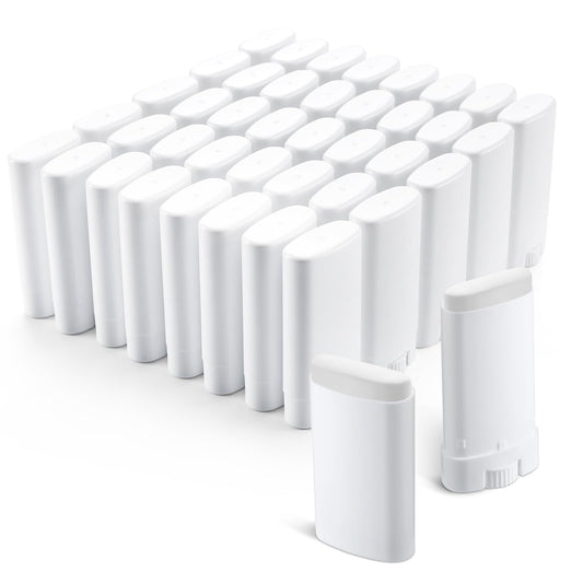 Wesiti 100 Pcs Plastic Empty Deodorant Containers 1/2 oz Travel Deodorant 15ml Refillable Containers Tubes Oval Lip Balm Tubes for Lip Balm DIY, White
