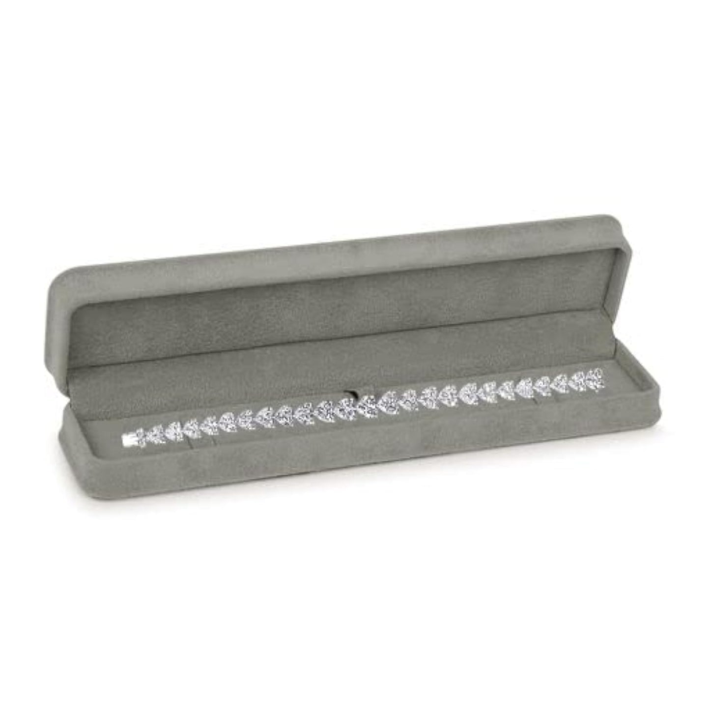 Allure - Rich Suede Gray Luxury Bracelet Box, Elegant Diamond Bracelet Case, With Gray Velour Interior, Jewelry Display Gift Box, For Unique Proposal, Engagement Or Wedding.
