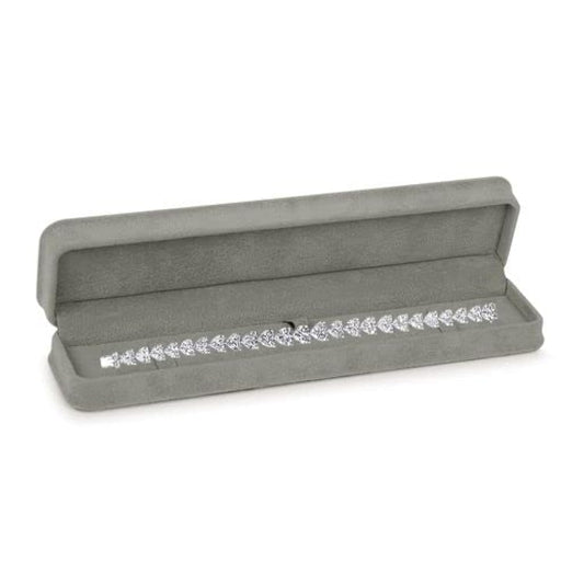 Allure - Rich Suede Gray Luxury Bracelet Box, Elegant Diamond Bracelet Case, With Gray Velour Interior, Jewelry Display Gift Box, For Unique Proposal, Engagement Or Wedding.