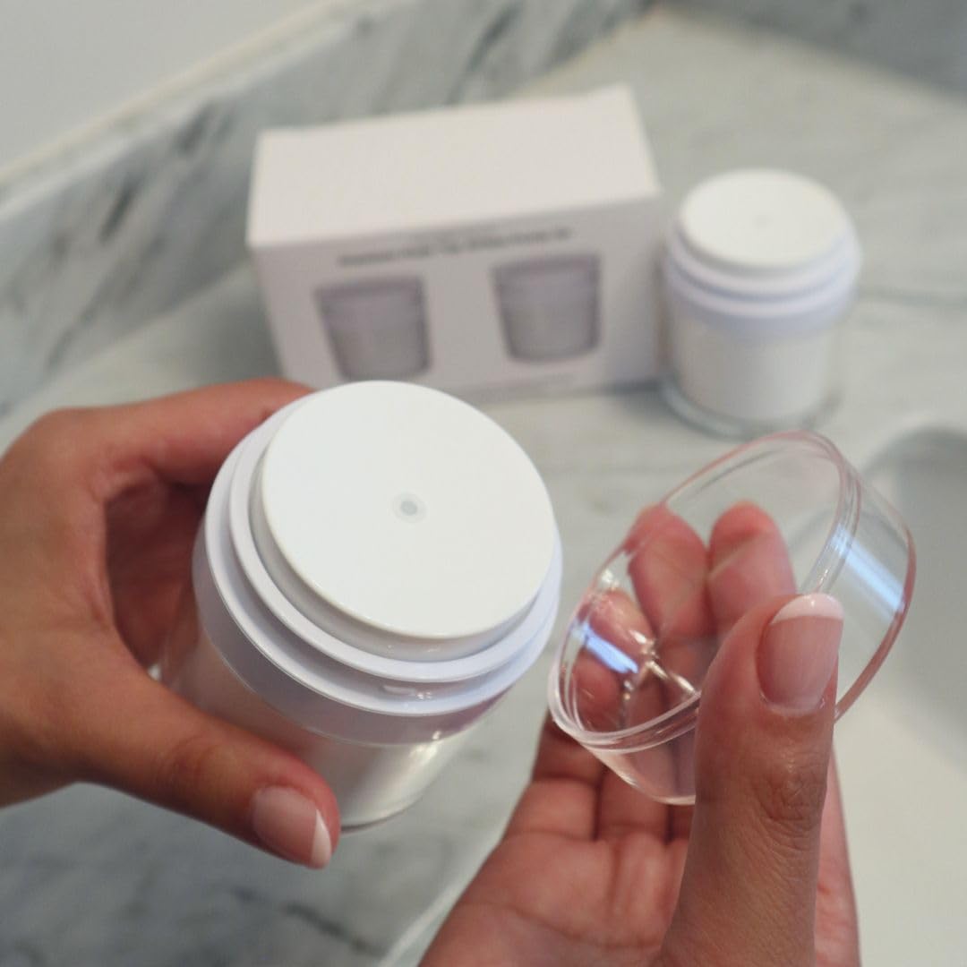 Premium Airless Pump Jars Set of 2 | Push Down Pump Container for Skincare | Moiturizer Container | Airless Pump Bottles 2-Pack