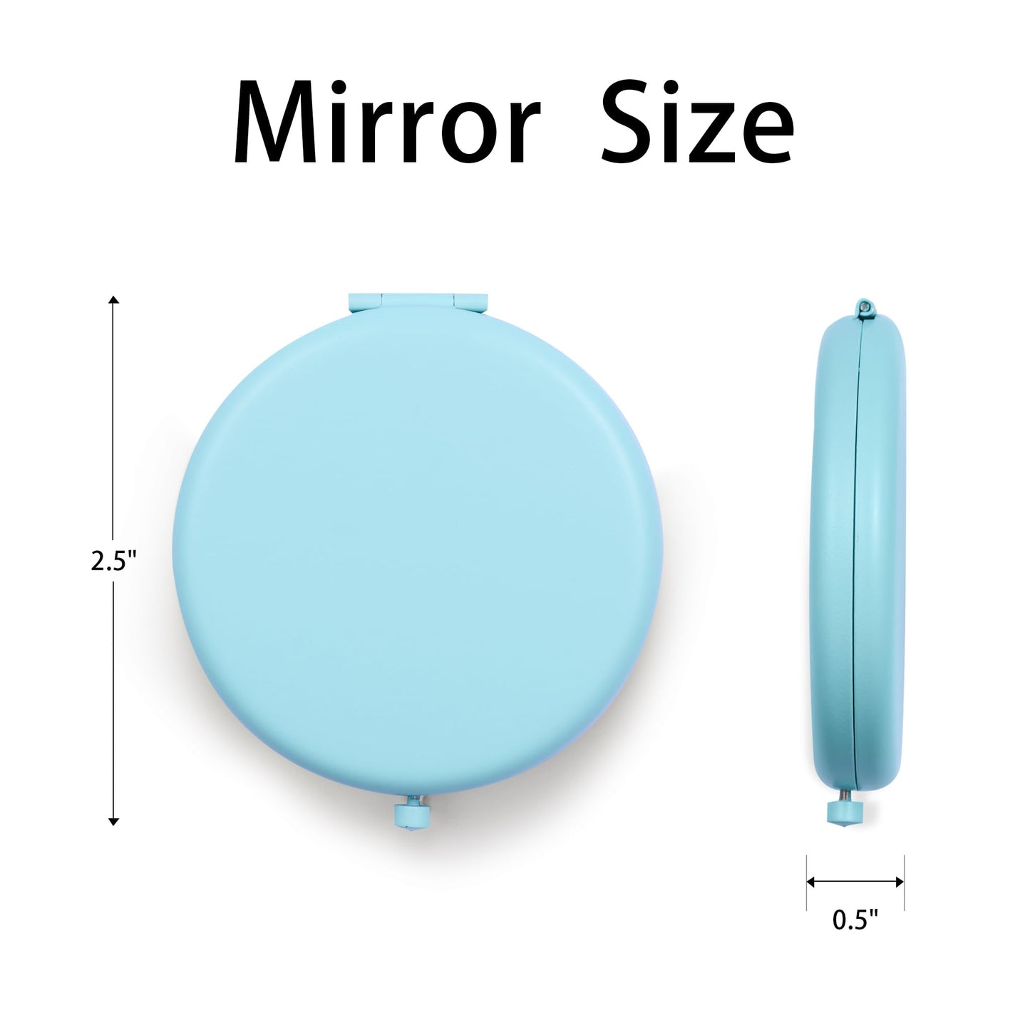 QUSTGO Compact Mirror, Pocket Travel Makeup Mirror for Purse, Metal Round Shell, 2-Sided 1X/2X Magnifying, Portable, Folding, Handheld, Aquamarine,18 Pack
