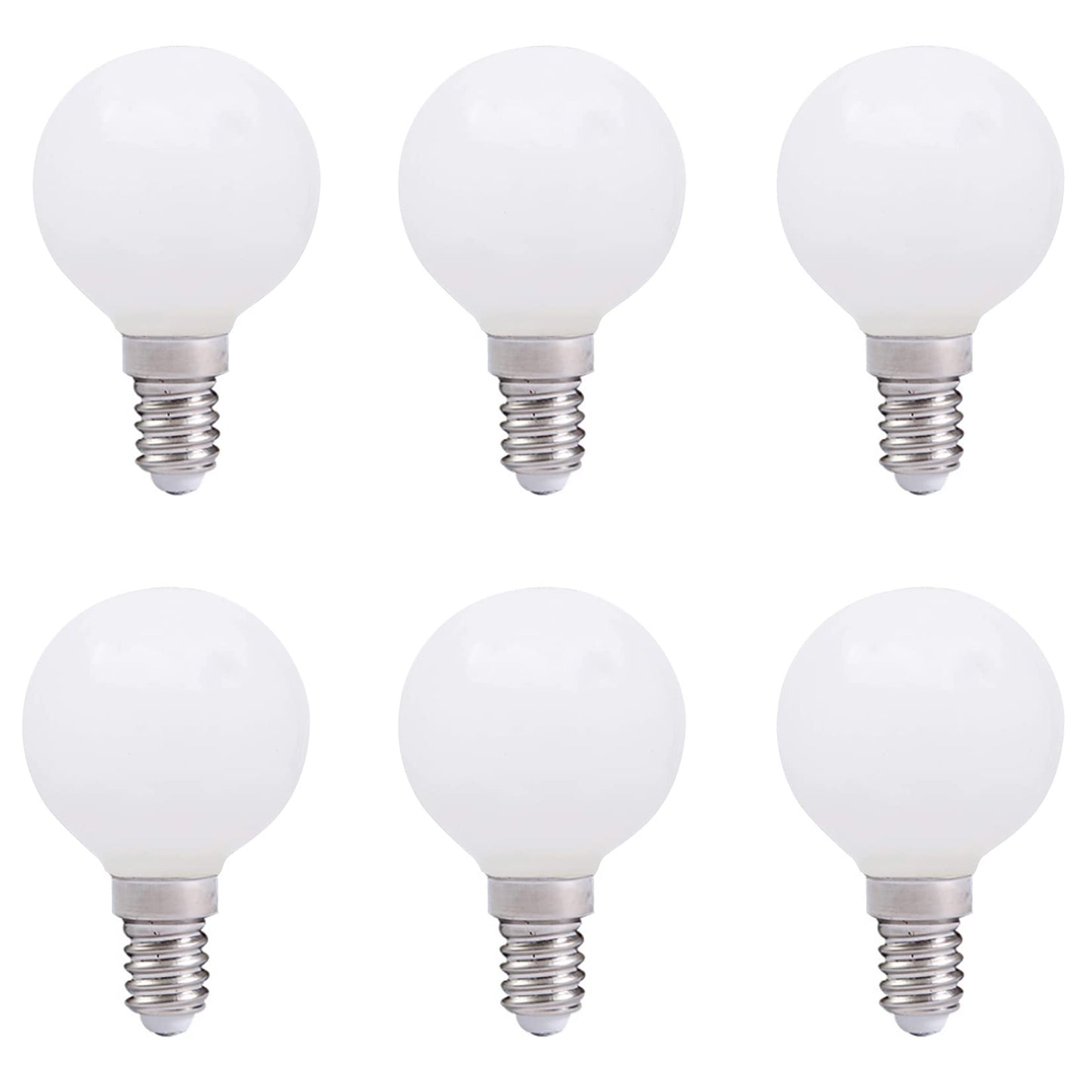 E12 3W LED Light Bulbs G50/G16.5 Globe Light Bulbs 30 Watt Equivalent Warm White 3000K E12 Candelabra Base Glass Round Vanity Light Bulbs for Mirror Makeup Bathroom, 6 Pack