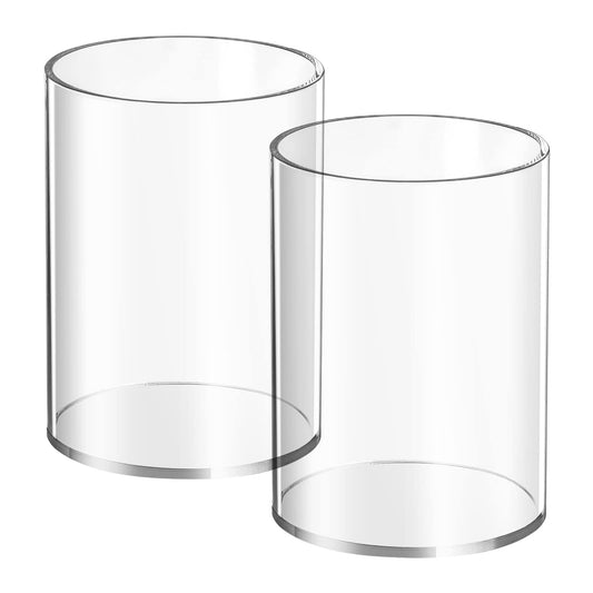 Mototo 2 Pieces Clear Acrylic Pen Holder Round & Pencil Cup Clear Makeup Bush Holder Acrylic Desktop Stationery Organizer for Office, School, Home, Desk Accessories - 2 Pack, Round