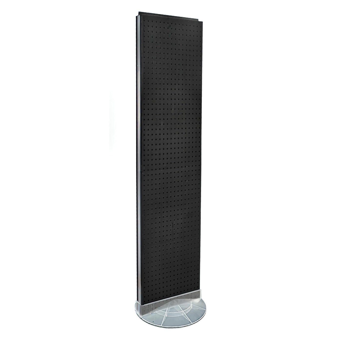 Azar Displays 700440-BLK, TWO-SIDED PEGBOARD FLOOR DISPLAY NON- REVOLVING ROUND STUDIO BASE. PANEL SIZE: 16" W X 60" H, Black