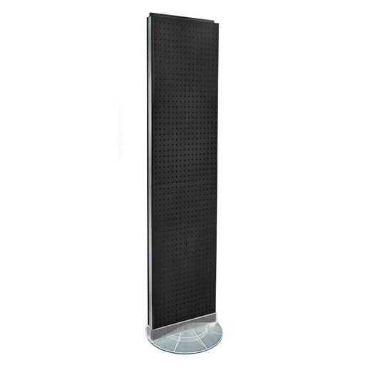 Azar Displays 700440-BLK, TWO-SIDED PEGBOARD FLOOR DISPLAY NON- REVOLVING ROUND STUDIO BASE. PANEL SIZE: 16" W X 60" H, Black