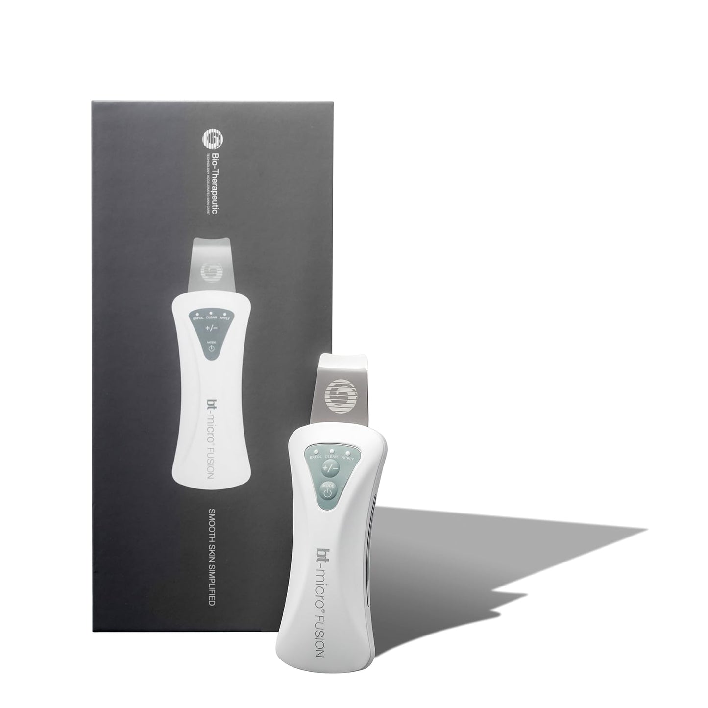 Bio-Therapeutic bt-Micro Fusion Ultrasonic Skin Exfoliation Tool – Professional Deep Cleansing, Blackhead Extraction, Smooth & Clear Skin, 3 Modes, Stainless Steel Applicator, Rechargeable