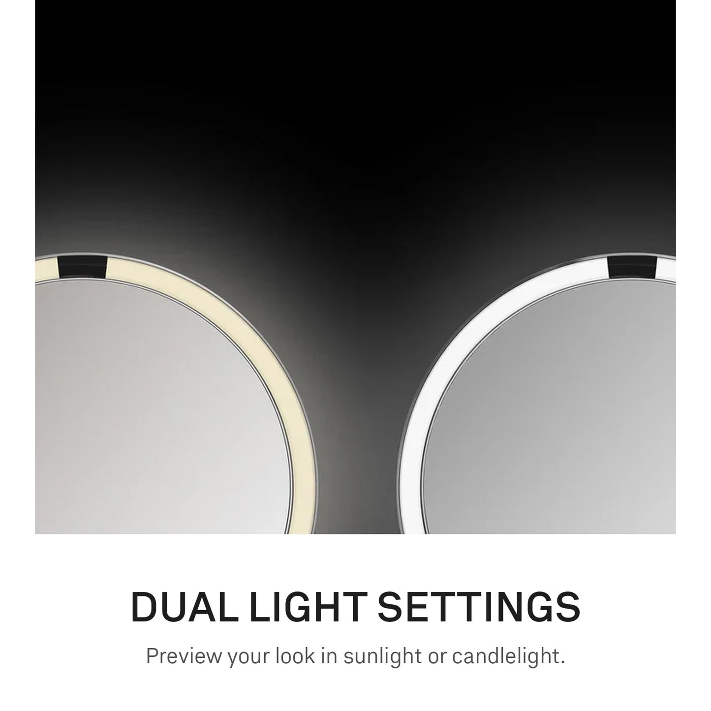 simplehuman Sensor Mirror Trio, 1X 5X 10X Magnification, Round Rechargeable Beauty Makeup Mirror, Tru-Lux® Full-Spectrum Light, Dual Light Settings, Adjustable Brightness, White Steel