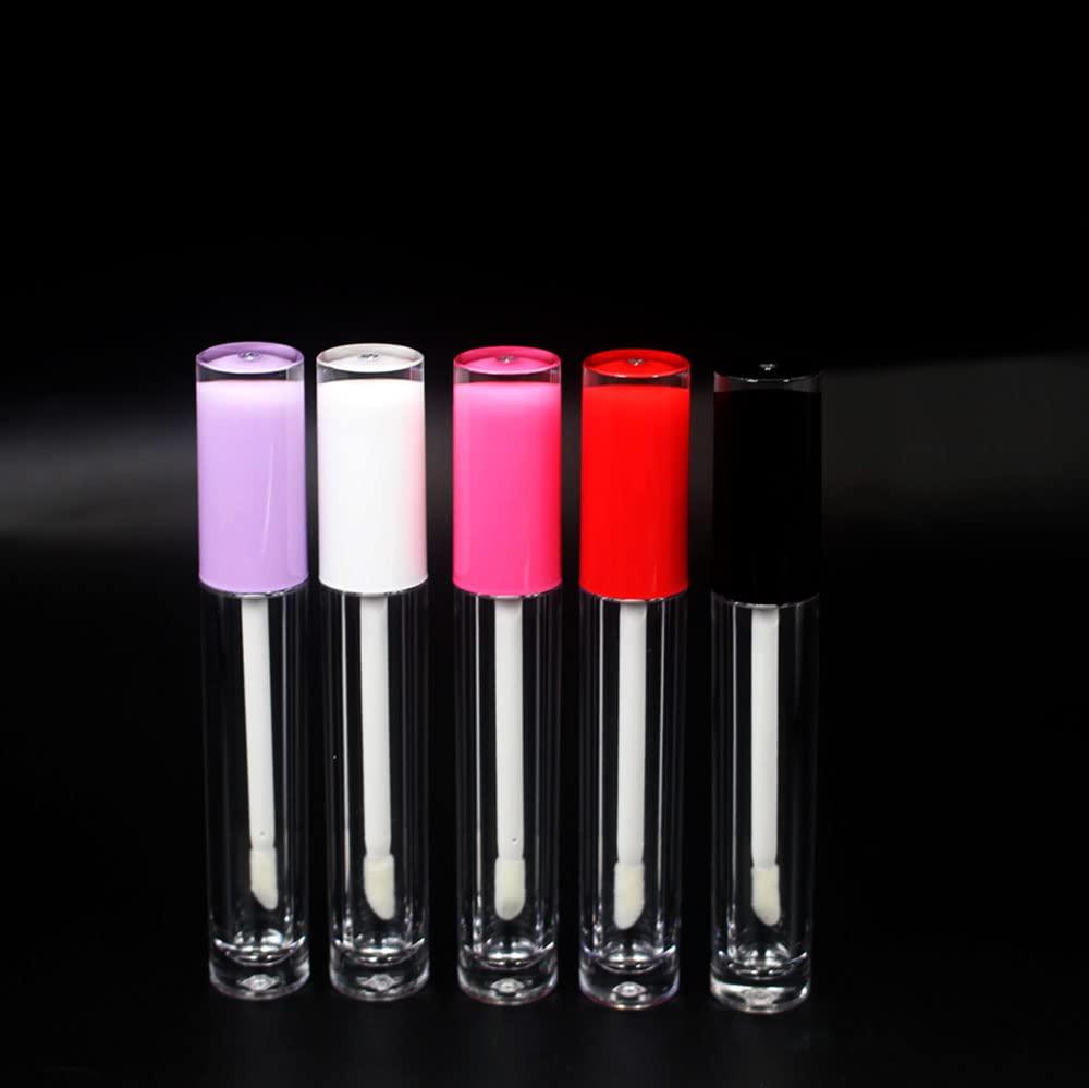 COSIDEA 22 pack empty round 5ml black lip gloss tubes cute lipgloss tube containers with wand wholesale in bulk lip balm container packing (doe foot wand, Black)