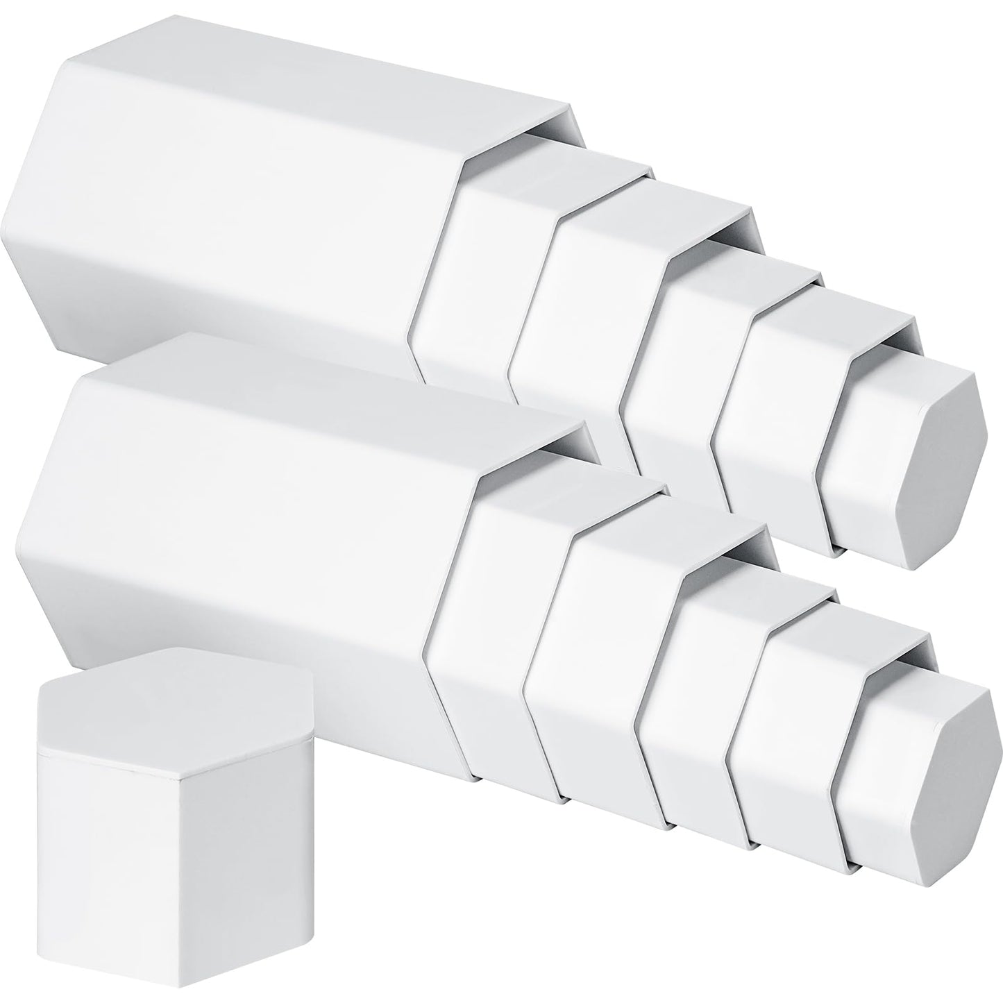 Jetec 24 Pcs Hexagonal Jewelry Display Risers Hexagonal Market Display Risers Stands Acrylic Showcase Acrylic Stand for Jewelry Model Figures Decoration, 6 Sizes (White)
