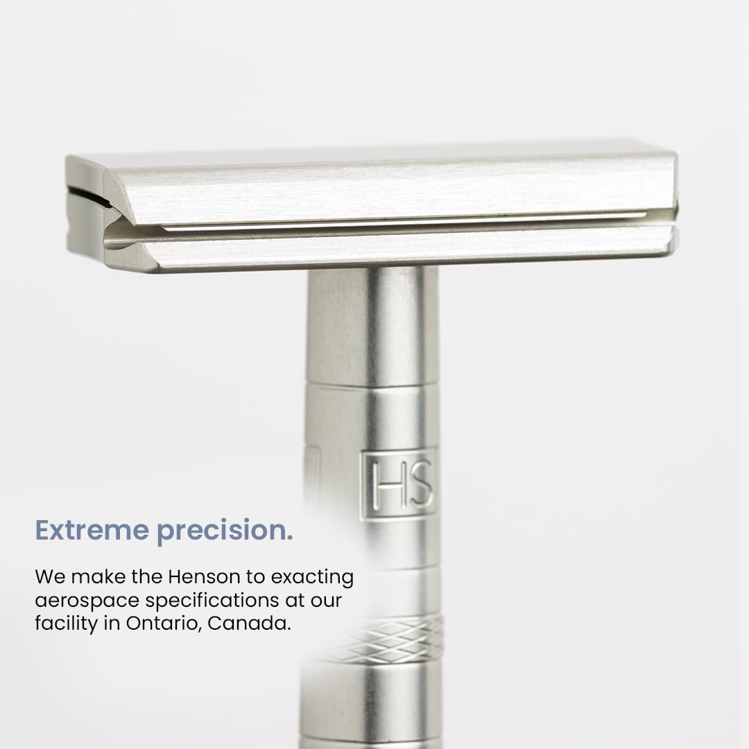 Henson Shaving Razor - Jet Black Double Edge Safety Razor with 5 Spare Blades - 30° Angled Precision With Superior Blade Rigidity- Reusable Single Blade Razors For Men and Women - Mild Aggression