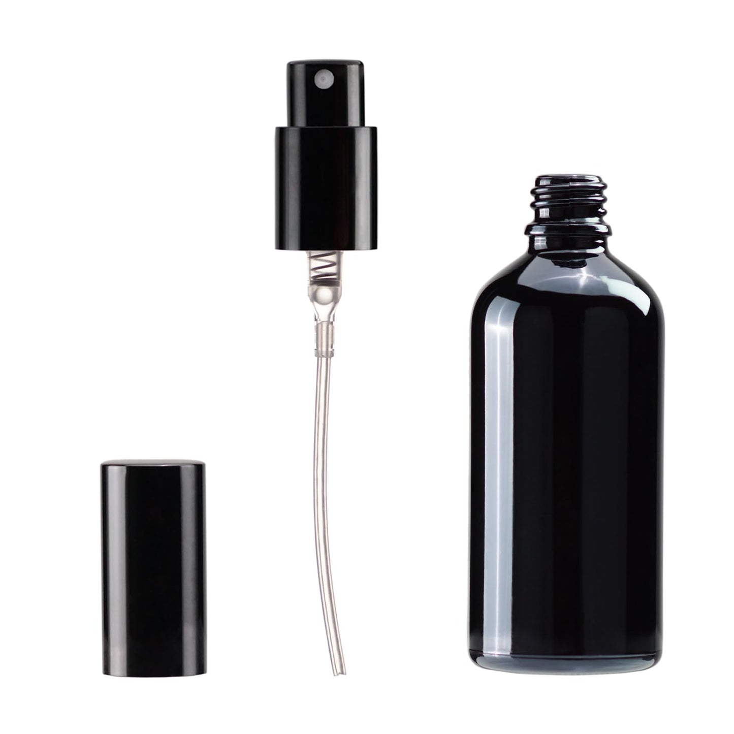 YIZHAO Black Glass Spray Bottles 4oz, with Small Fine Mist Spray, Metal Cap, Refillable for Essential Oil,Travel,Cleaning,Perfume,Aromatherapy,Makeup – 9 Pcs