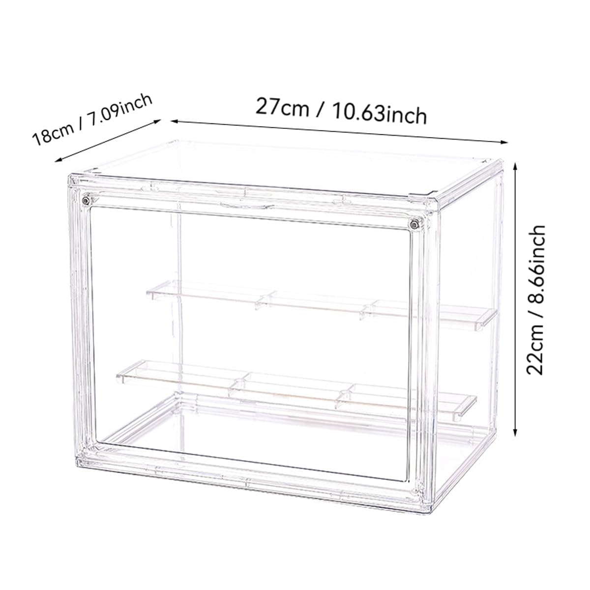 BOHOIDEE 3 Tiers Clear Display Case with Lights, Acrylic Storage Organizers Box with Magnetic Door, Acrylic Dustproof Showcase for Collectibles Action Figure