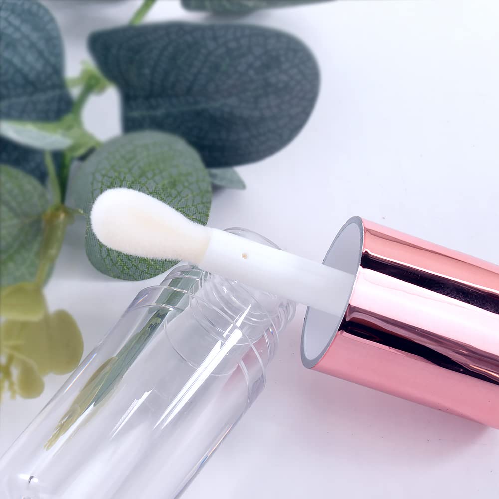 COSIDEA 14pcs Empty 6ml big doe foot wand Chunky lip gloss tubes for DIY lipgloss,Pink round lipgloss containers tubes with thick wand (Gold)