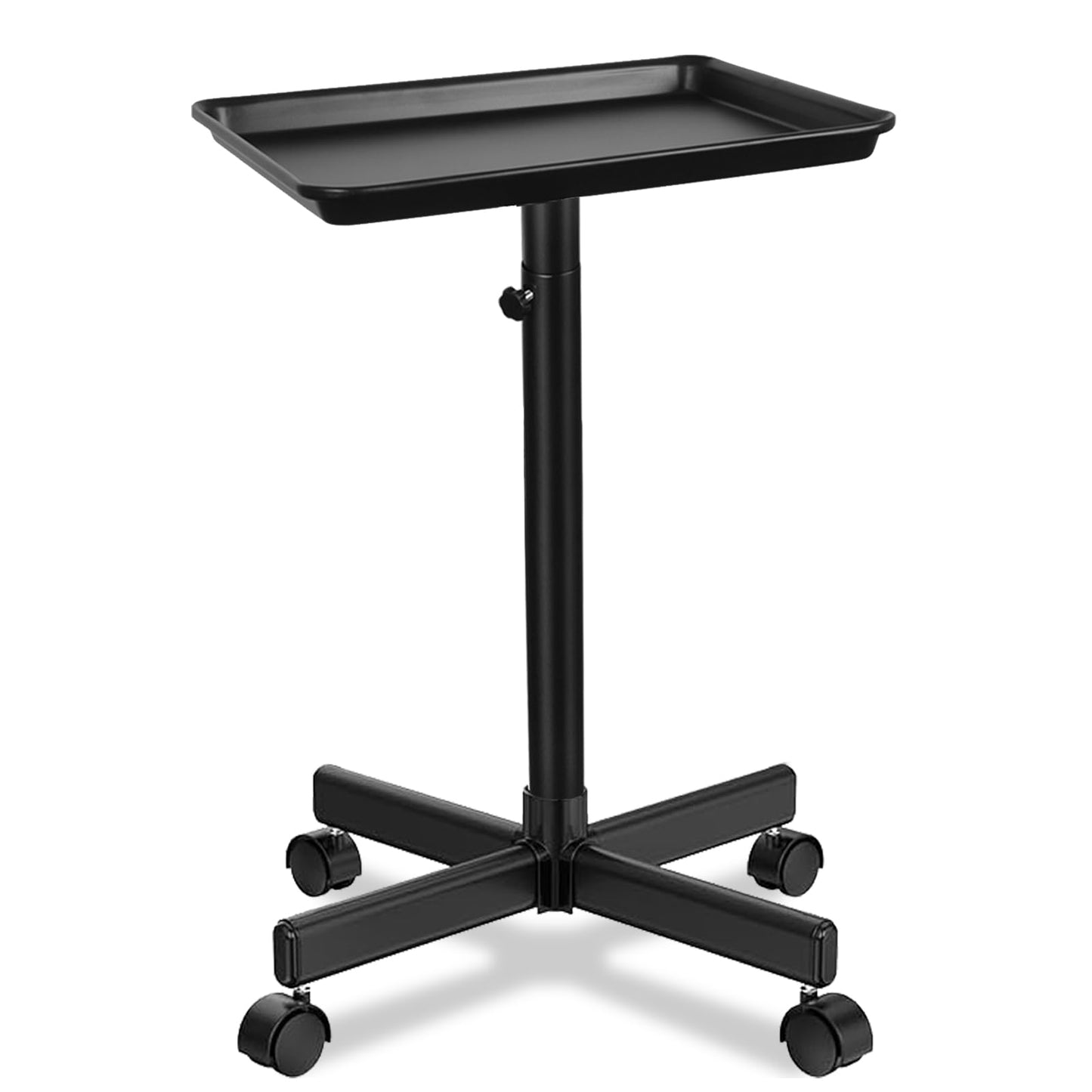 LKT COBTAC Salon Tray on Wheels,Height Adjustable Rolling Beauty Trolley Cart,Professional Salon Equipment for Barbershop/Spa/Home Use Black