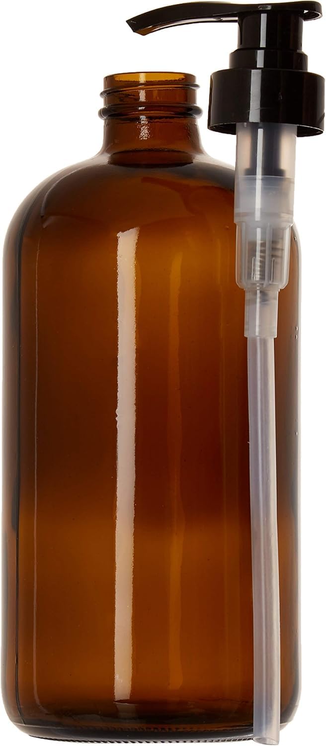 32 Ounce Glass Large Soap Dispenser - Refillable Shampoo and Conditioner Bottle with Pump for Shower and Bath - 1 Liter Shower Bottle- by Kitchentoolz