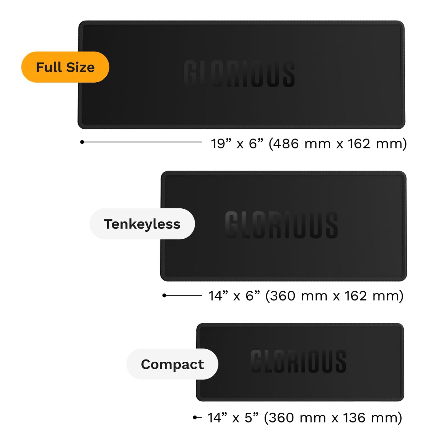 Glorious Gaming Sound Dampening Keyboard Mat - Stitched Edges, Absorbs Keyboard Sounds & Vibrations, Machine Washable, Non-Slip Base, Fits Most Full Size Keybaords, 19.13 x 6.38 x 0.16mm - Black