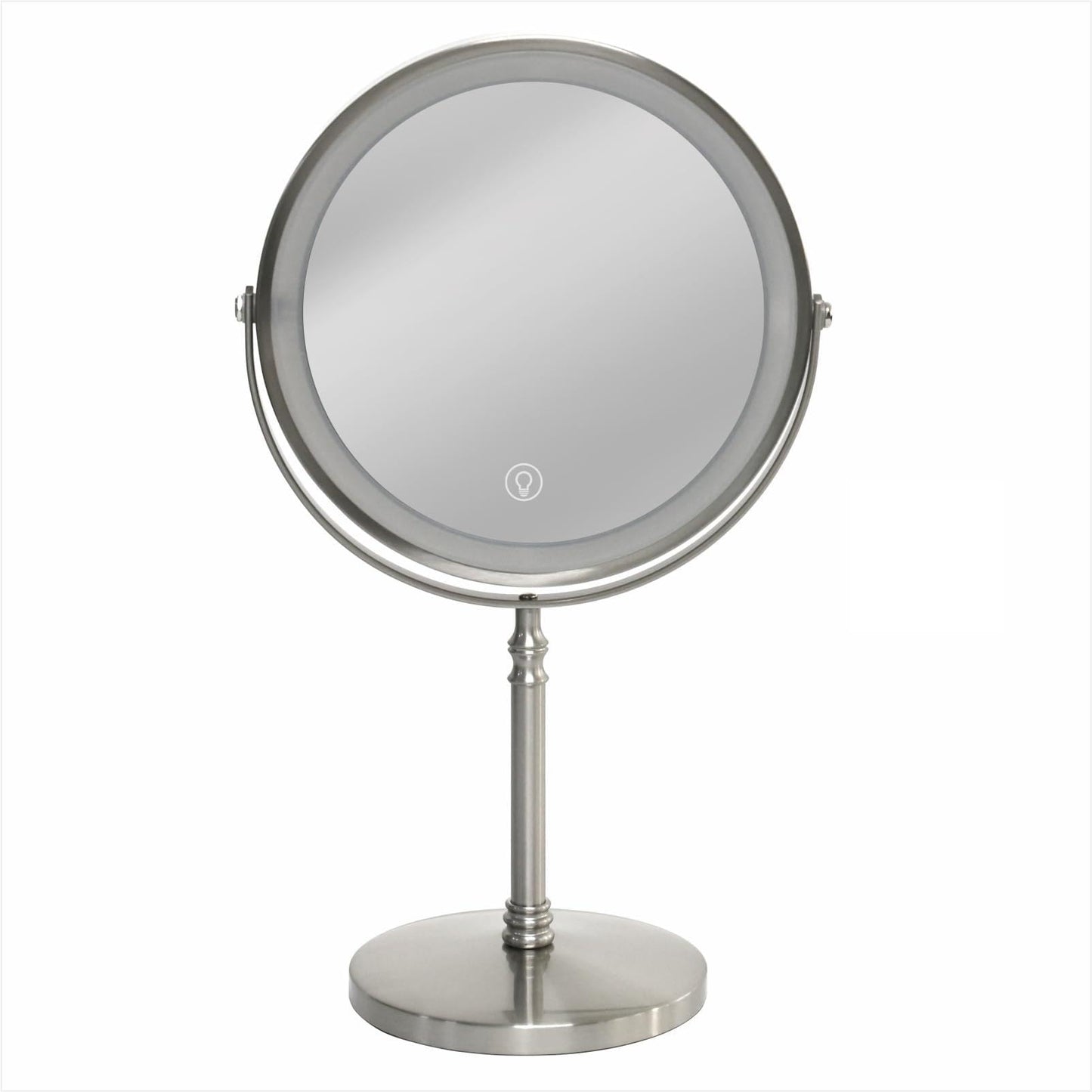 Makeup Mirror with Lights ，8 Inch 1X/10X Rechargeable Double Sided Magnifying, 360° Rotation LED HD Mirror with 3 Colors，Brightness Adjustable, Ideal for Daily Skincare and Professional Makeup