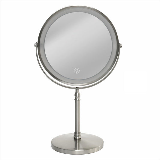 Makeup Mirror with Lights ，8 Inch 1X/10X Rechargeable Double Sided Magnifying, 360° Rotation LED HD Mirror with 3 Colors，Brightness Adjustable, Ideal for Daily Skincare and Professional Makeup