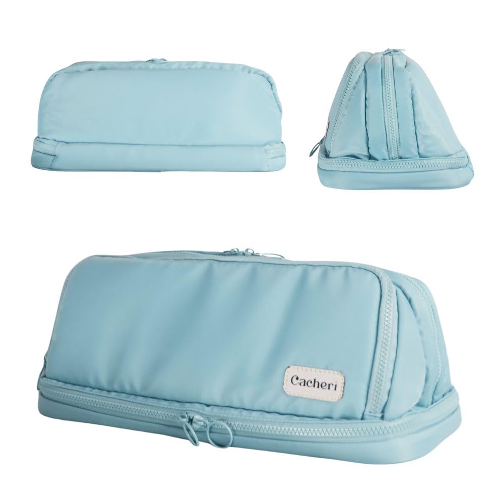 Cacheri All in One Travel Toiletry Bag Large, Makeup Bag with Jewelry Compartment and Heat-Resistant Pocket for Hair Tools