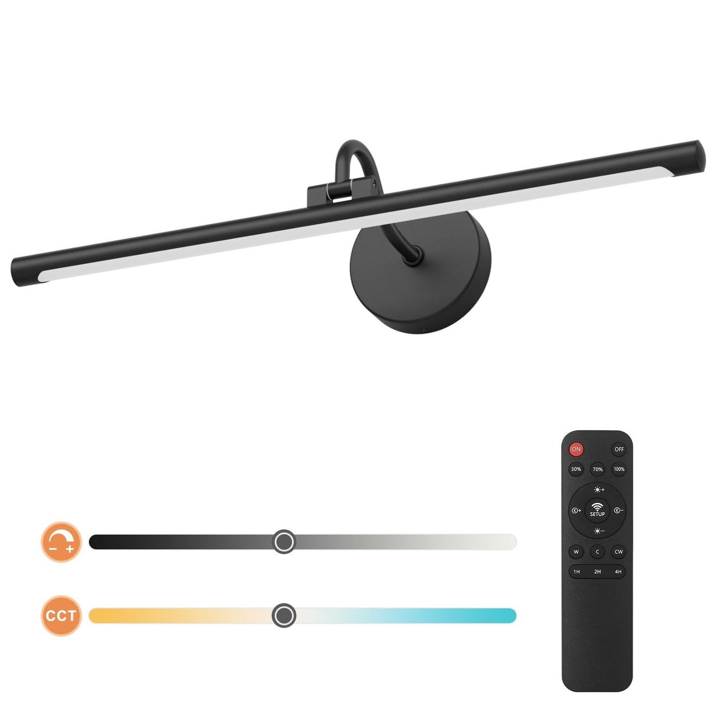 Tipace Hardwired Black Picture Lights for Paintings,23.6IN 3CCT Dimmable Modern Gallery Light with Remote Control Led Wall Art Lighting Display Artwork