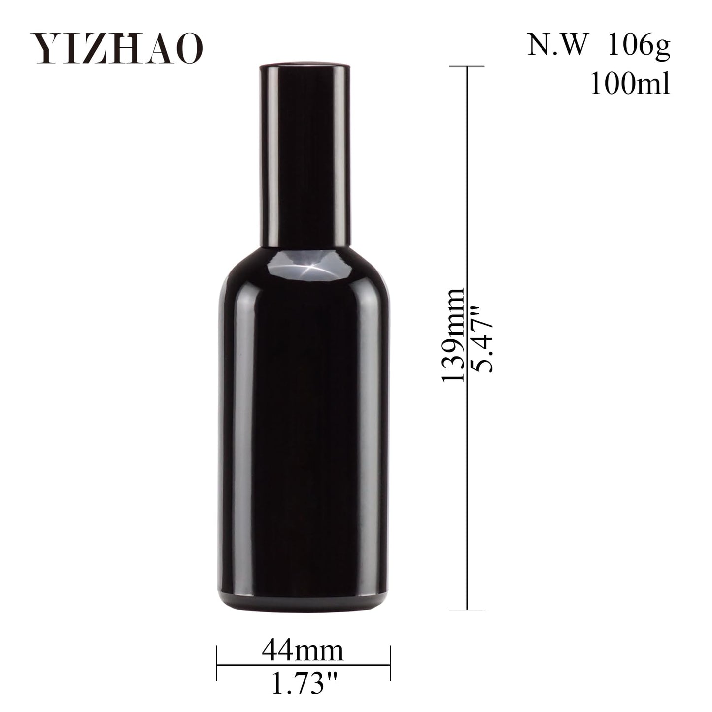 YIZHAO Black Glass Spray Bottles 4oz, with Small Fine Mist Spray, Metal Cap, Refillable for Essential Oil,Travel,Cleaning,Perfume,Aromatherapy,Makeup – 9 Pcs