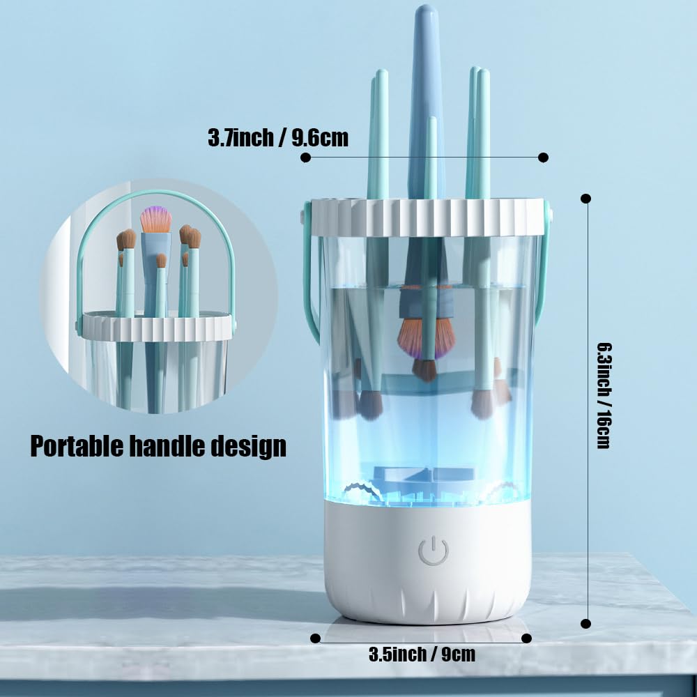 Electric Makeup Brush Cleaner, Automatic Makeup Brush Cleaning Machine with Hanging Drying Function, One Click Start Portable Makeup Brush Cleaners for Deep Cleaning Various Makeup Brushes & Tools