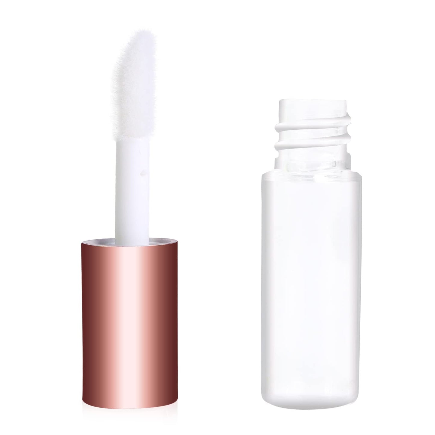 Mydio 50 Pack 1.2ML Clear Mini Lip Gloss Tube Empty Lip Balm Containers With Rose Gold Lid for Lipstick (Rose Gold)
